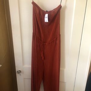 Burnt orange strapless jumper beach cover up NWT